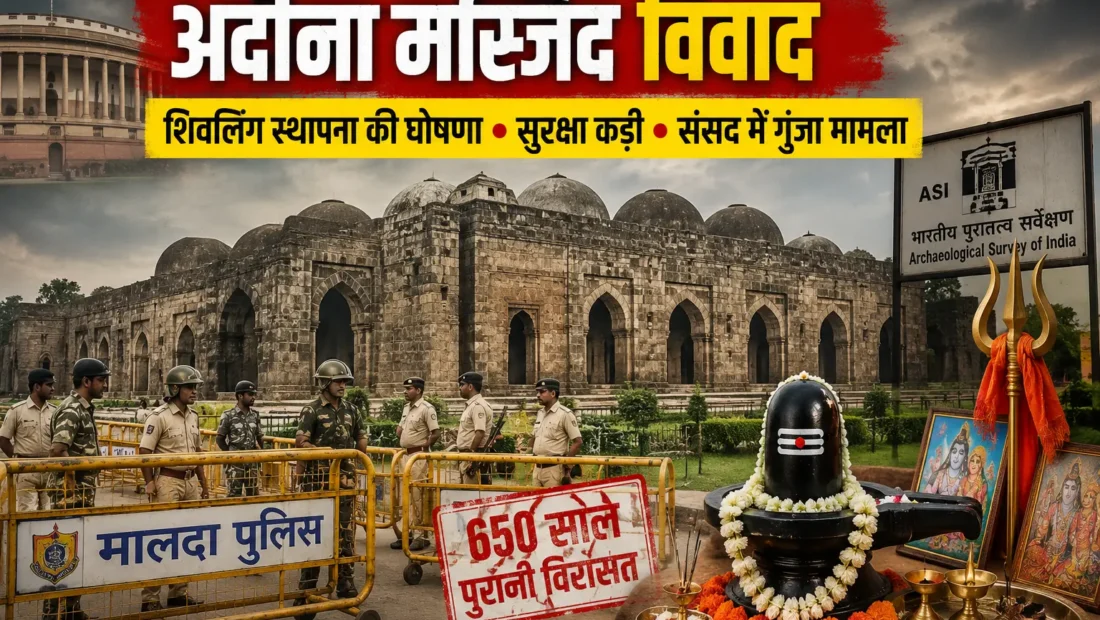 650 साल पुरानी अदीना मस्जिद फिर सुर्खियों में, शिवलिंग स्थापना की घोषणा के बाद सुरक्षा बढ़ी, हर गतिविधि पर प्रशासन की नजर 